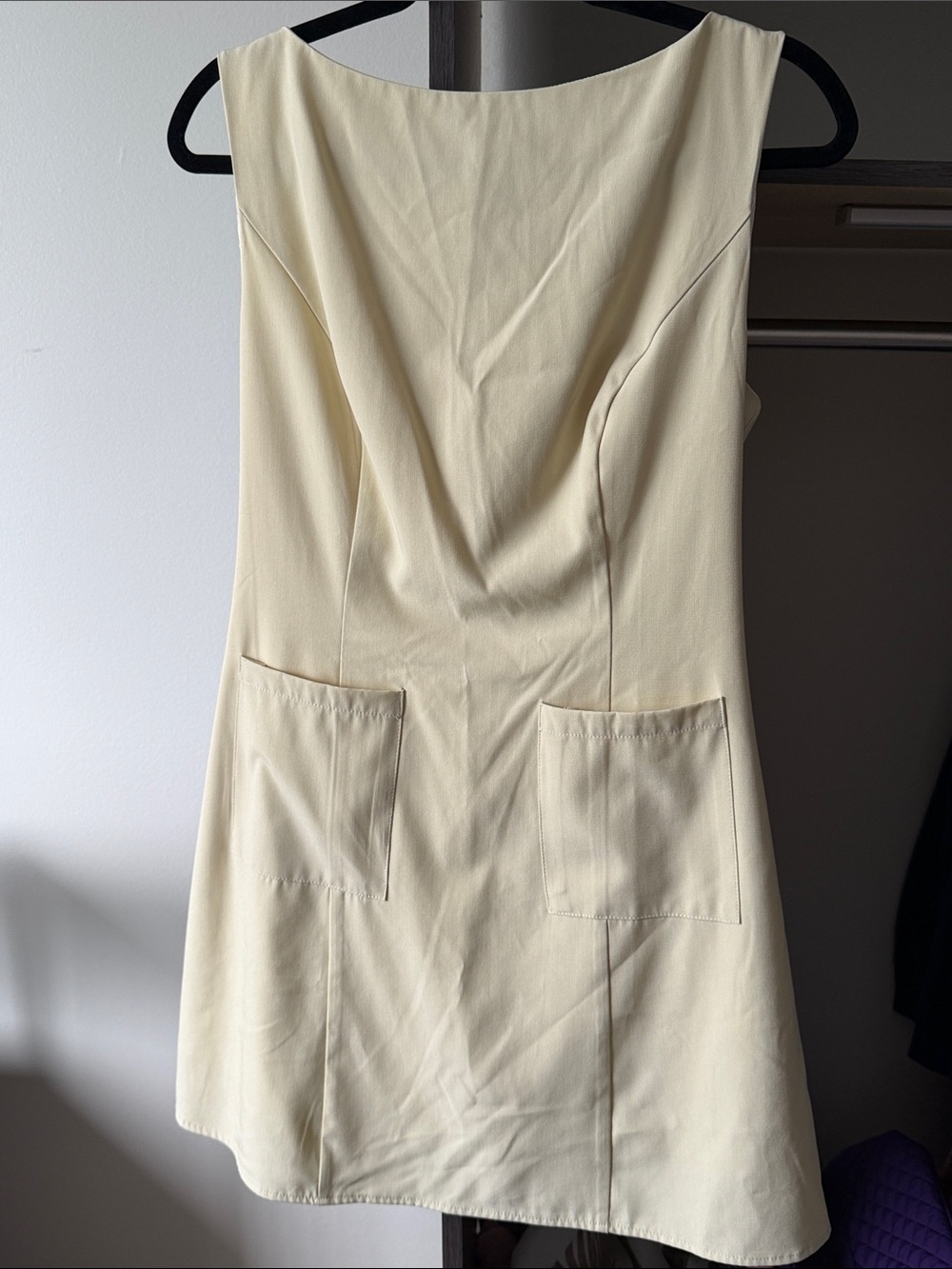 RIHOAS Cream Sleeveless A-Line Dress with Patch Pockets